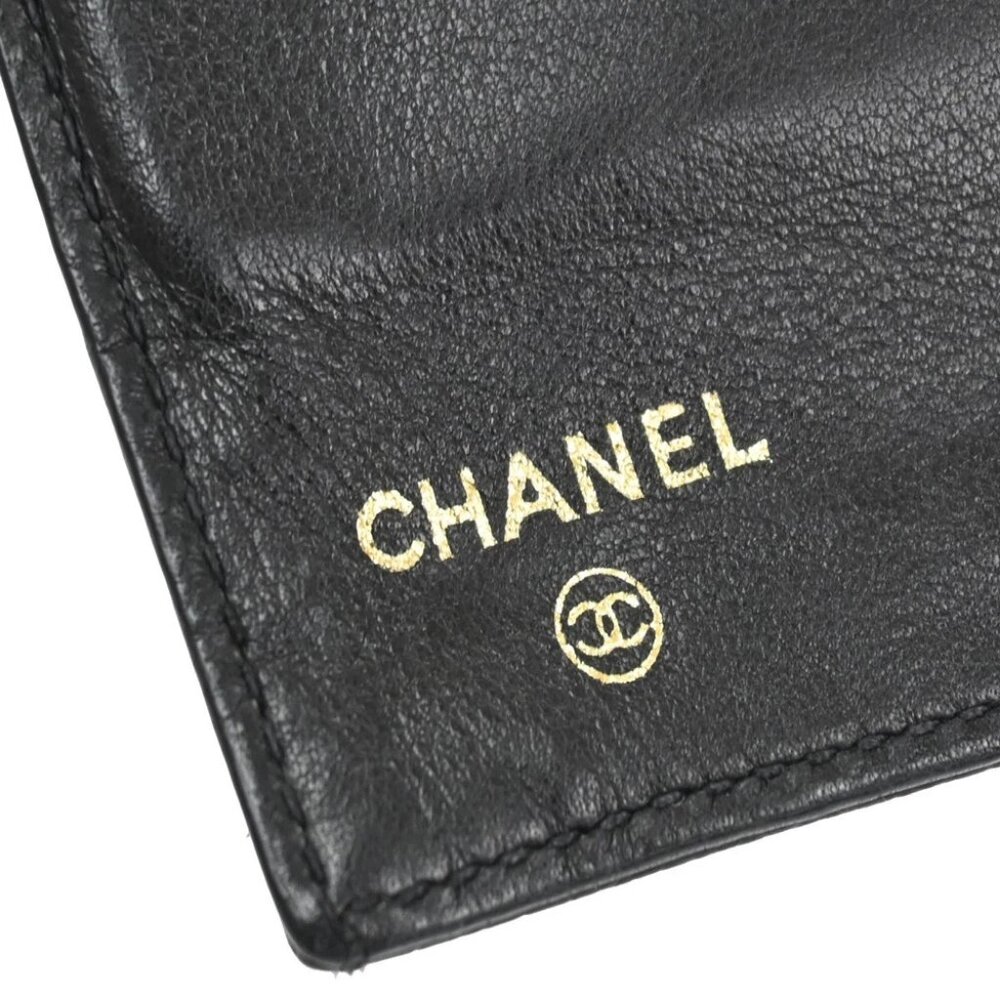 CHANEL CC LOGO Long Bifold Wallet Grained Calfskin Leather Black France - Picture 13 of 14